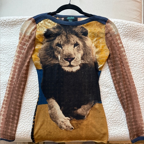 Jean Paul Gaultier Tops - Jean Paul Gaultier SS1996 Lion Cyber Mesh Top